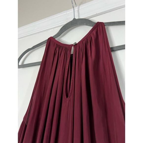 Ramy Brook Audrey Elastic Waist Dark Red Maxi Dress Sz S Burgundy Bordeaux - Picture 9 of 12